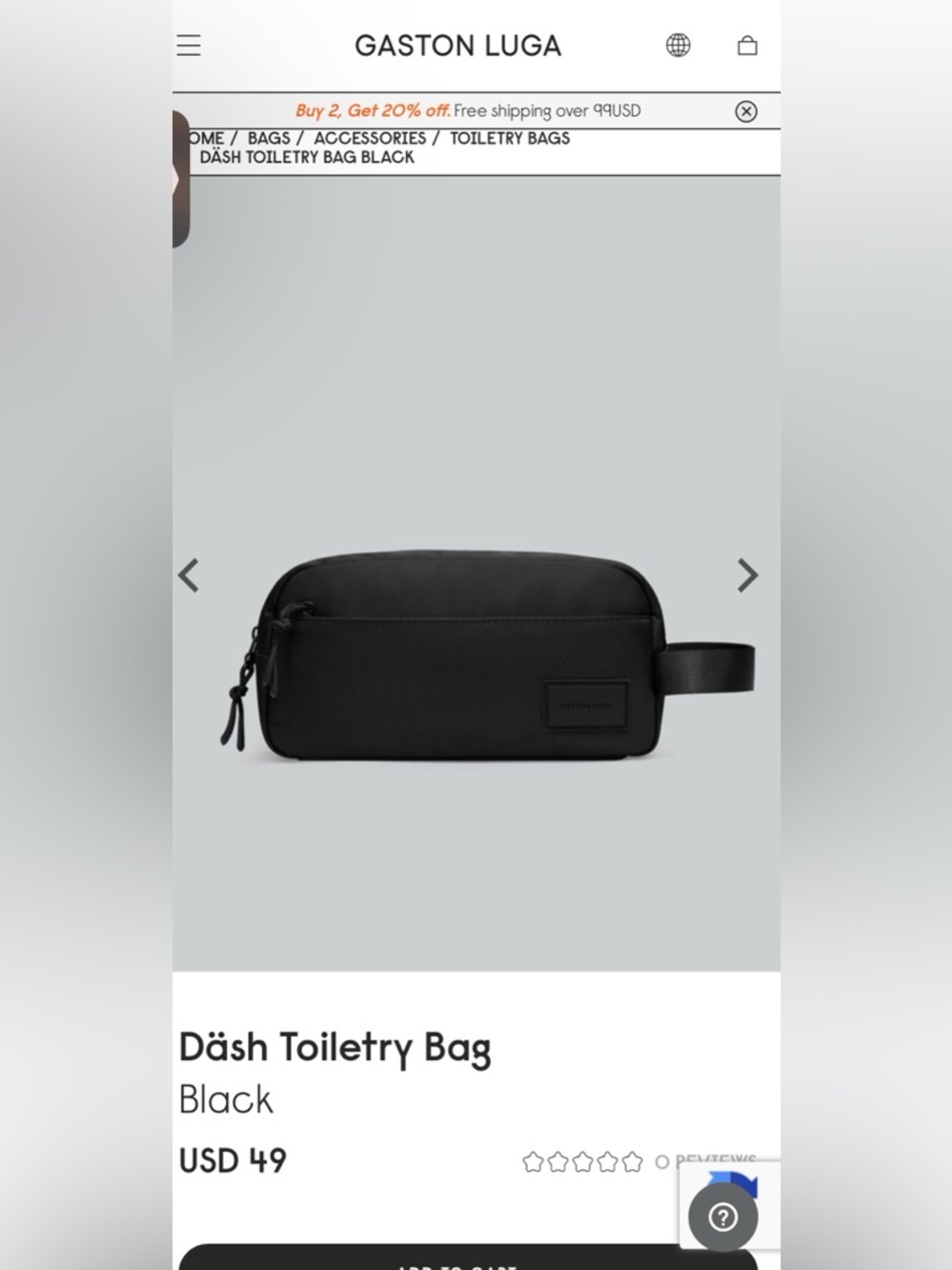 New Gaston Luga Dāsh Toiletry Bag Black Nylon